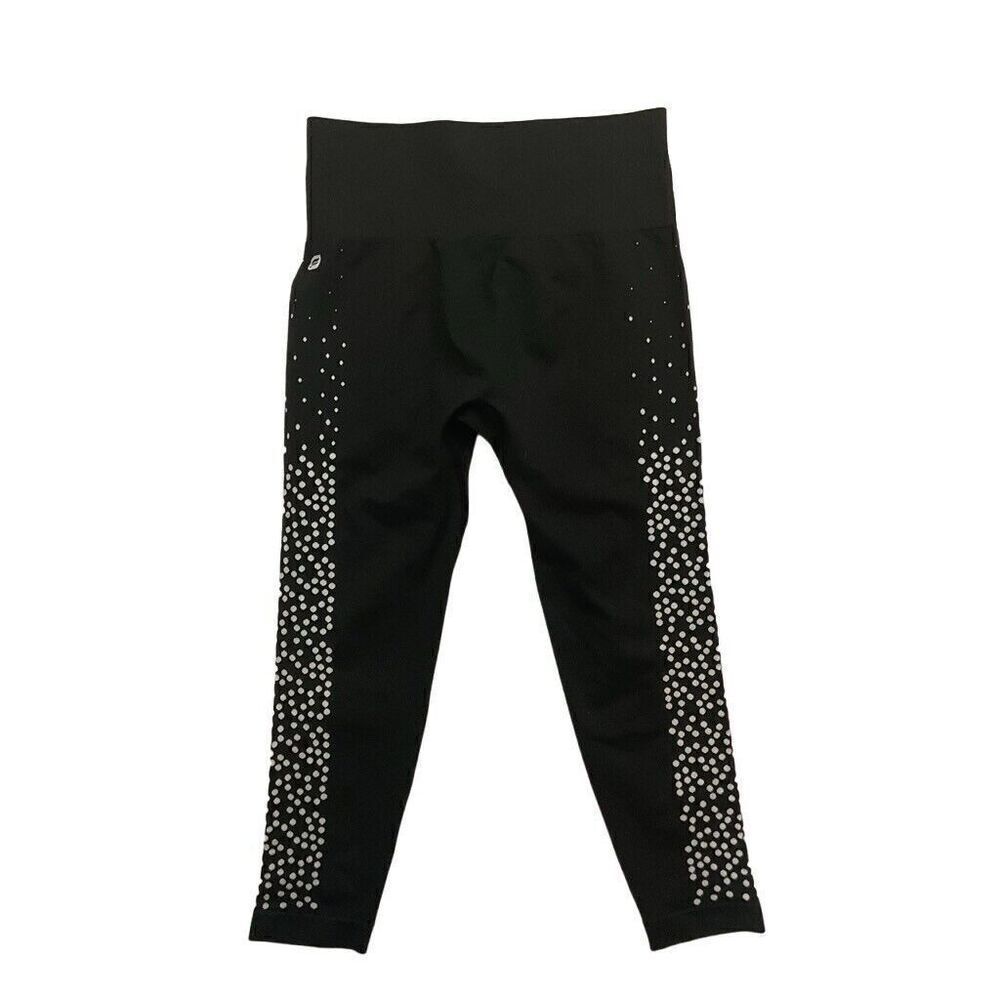 FABLETICS Cropped Spandex Yoga Pants Women's Small Black White Wide‎ Waist Band